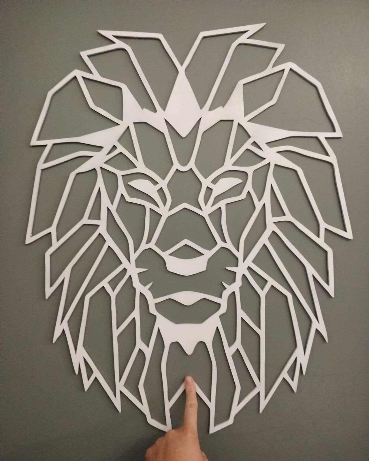 Geometric wooden lion head