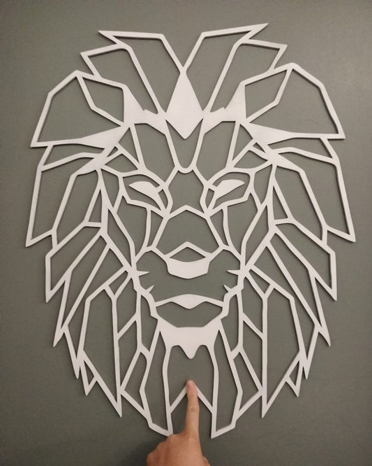 Geometric wooden lion head