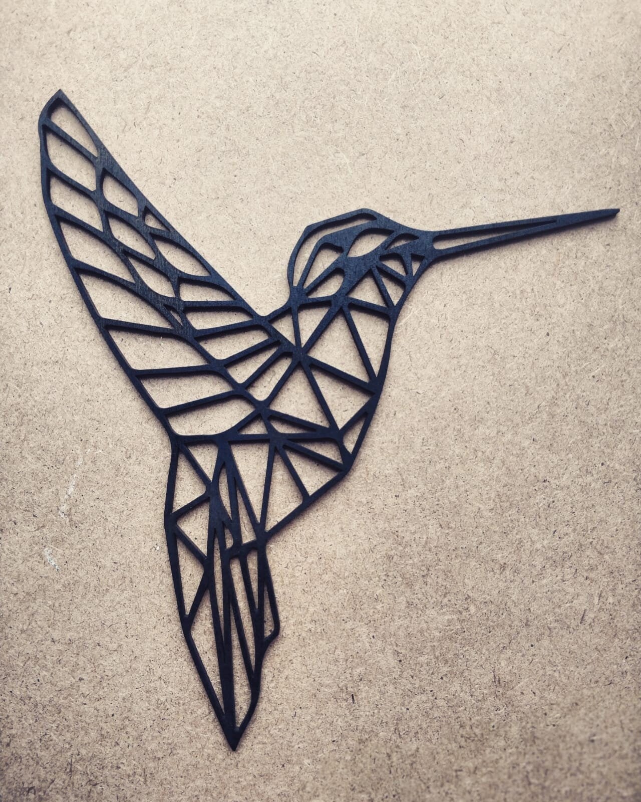 Geometric wooden hummingbird