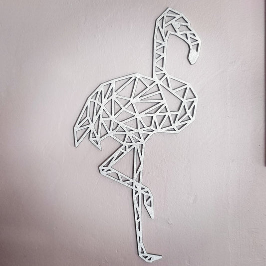 Geometric wooden flamingo