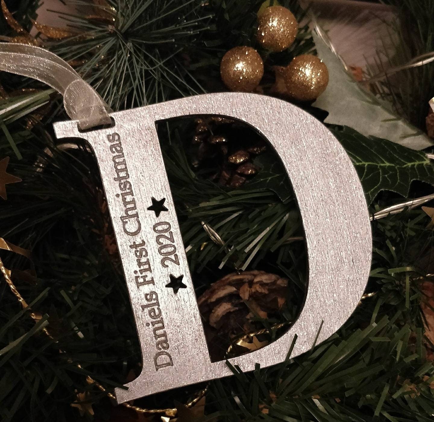 My first Christmas - Christmas tree decoration personalised letter.