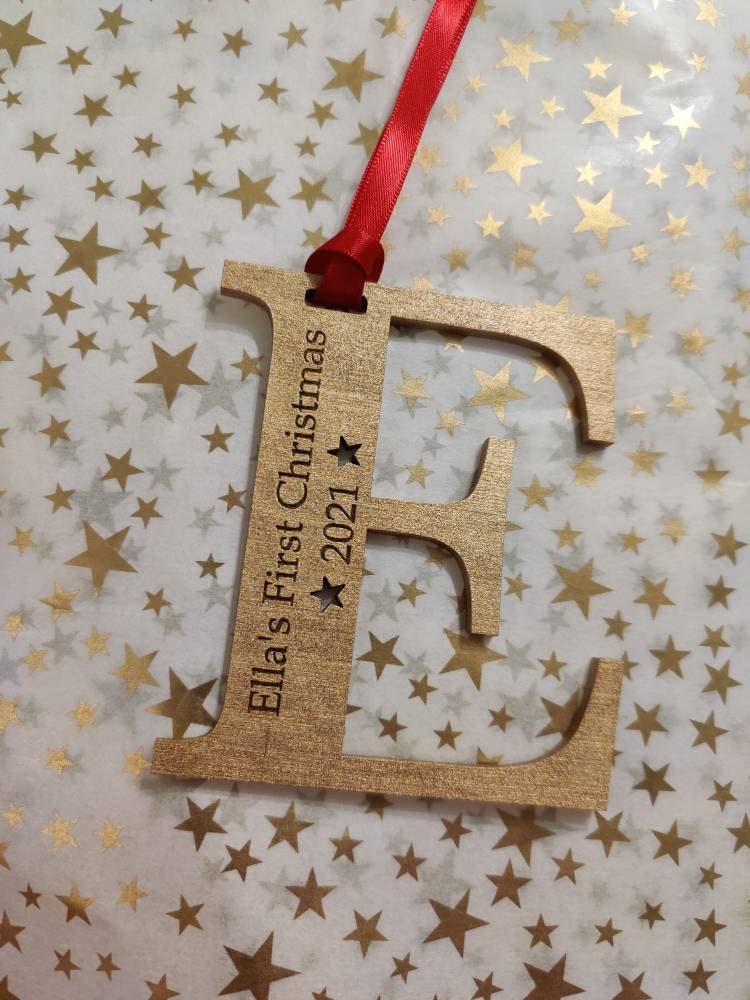 My first Christmas - Christmas tree decoration personalised letter.