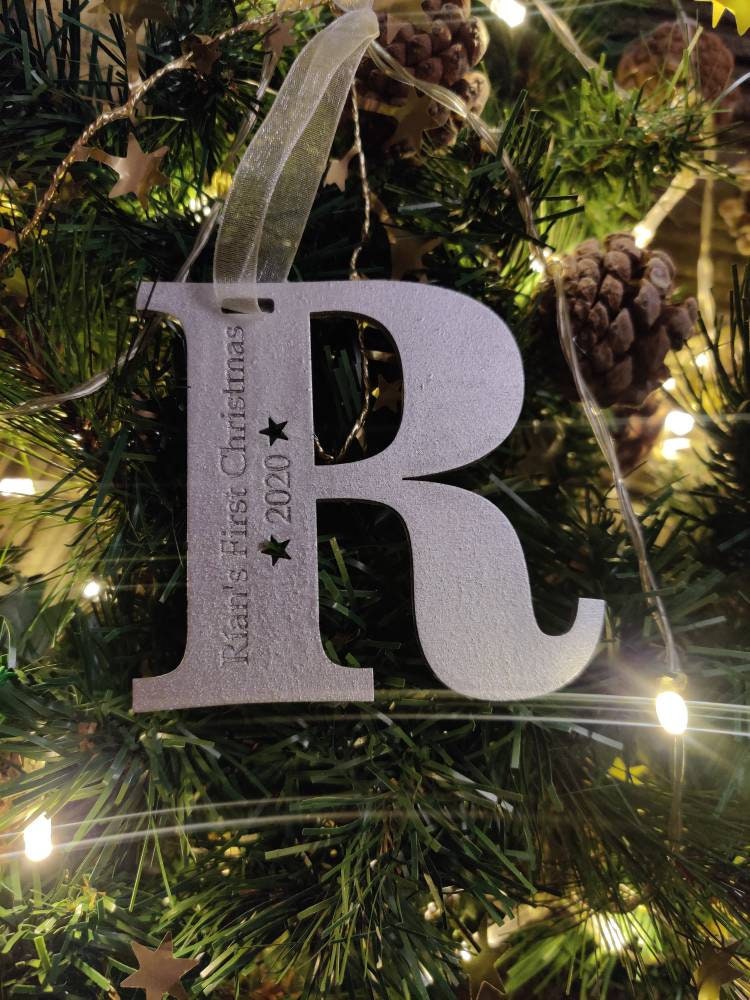 My first Christmas - Christmas tree decoration personalised letter.