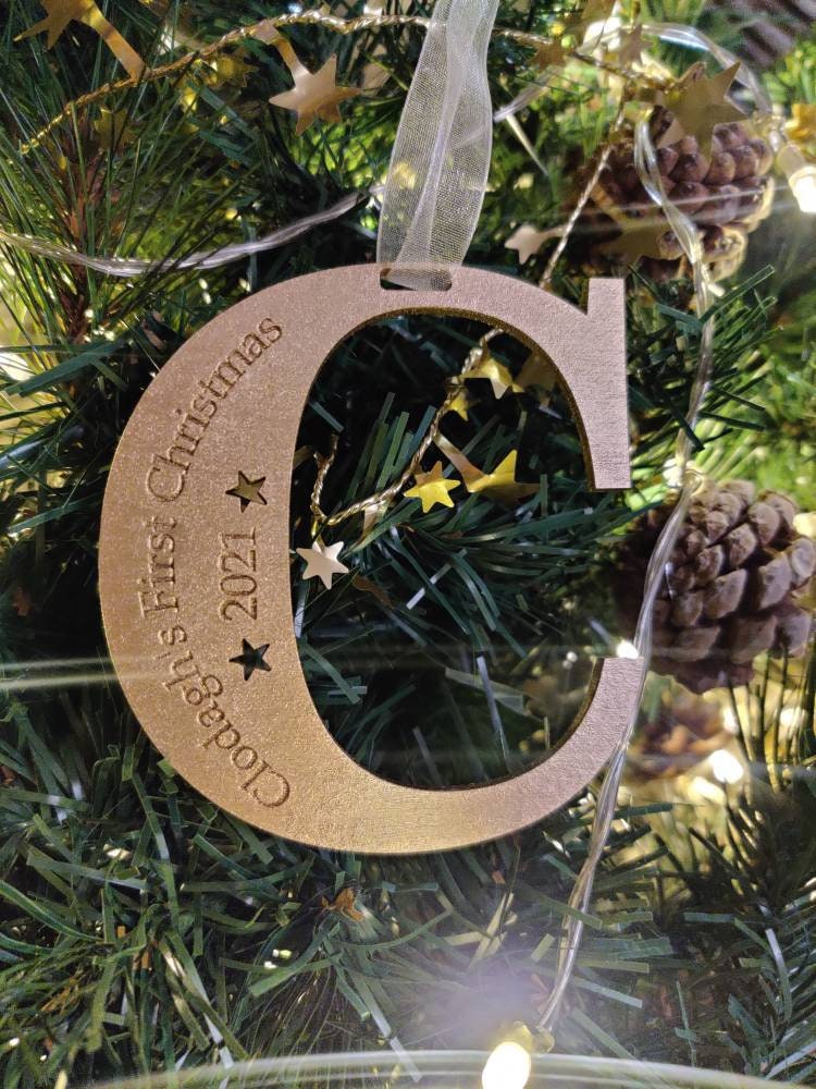 My first Christmas - Christmas tree decoration personalised letter.