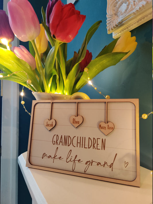 Grandchildren plaque, grandchildren make life grand/ grandparents