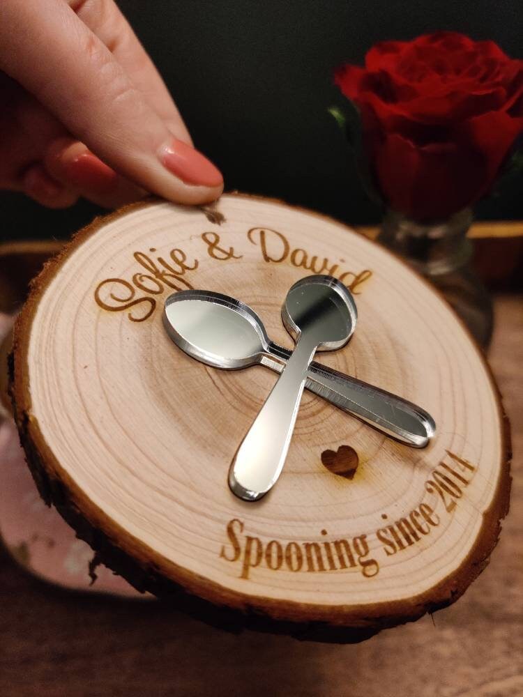 Spooning since/wood slice/ Valentine's Day