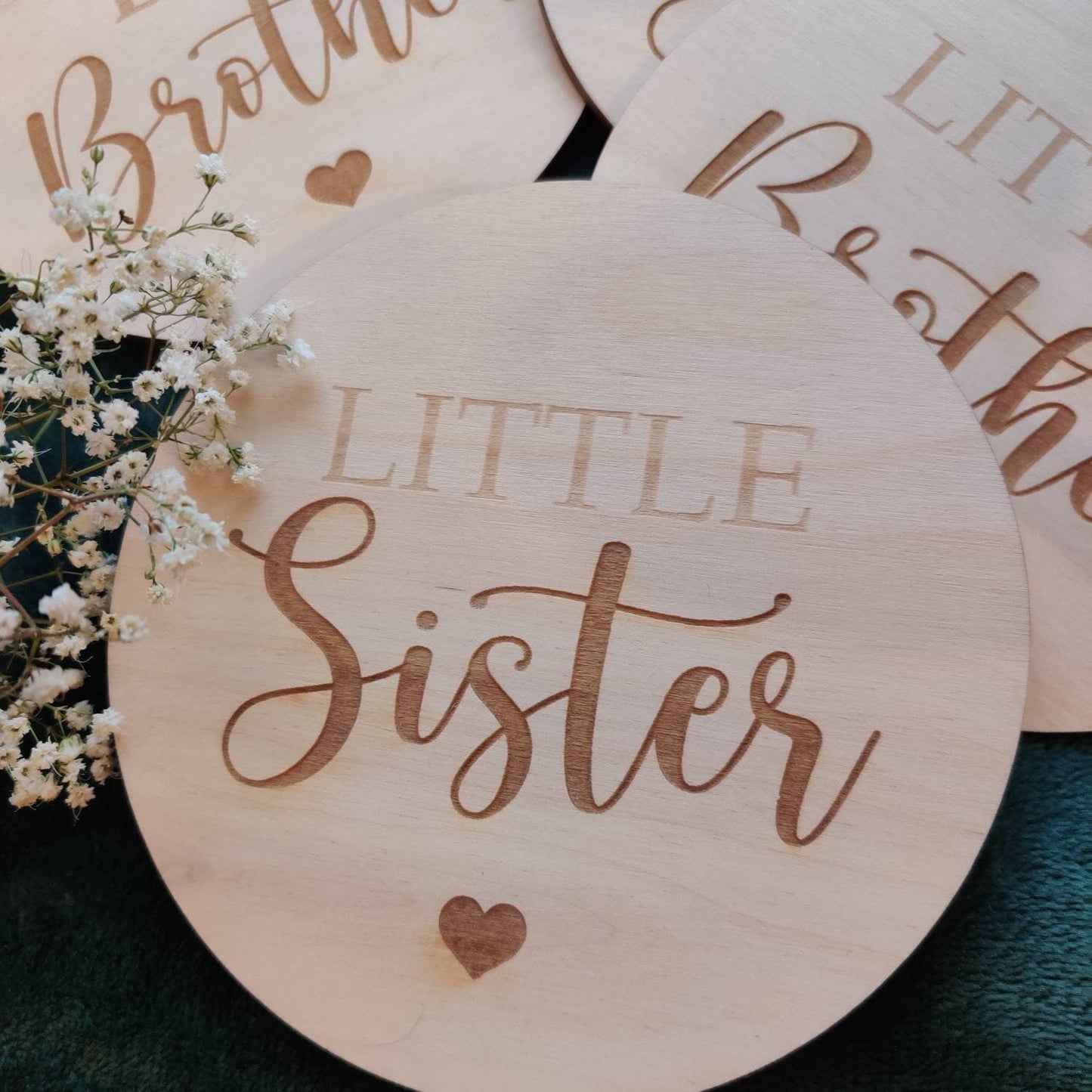 Sibling photo announcement disc/prop. Big brother, big sister, little brother, little sister