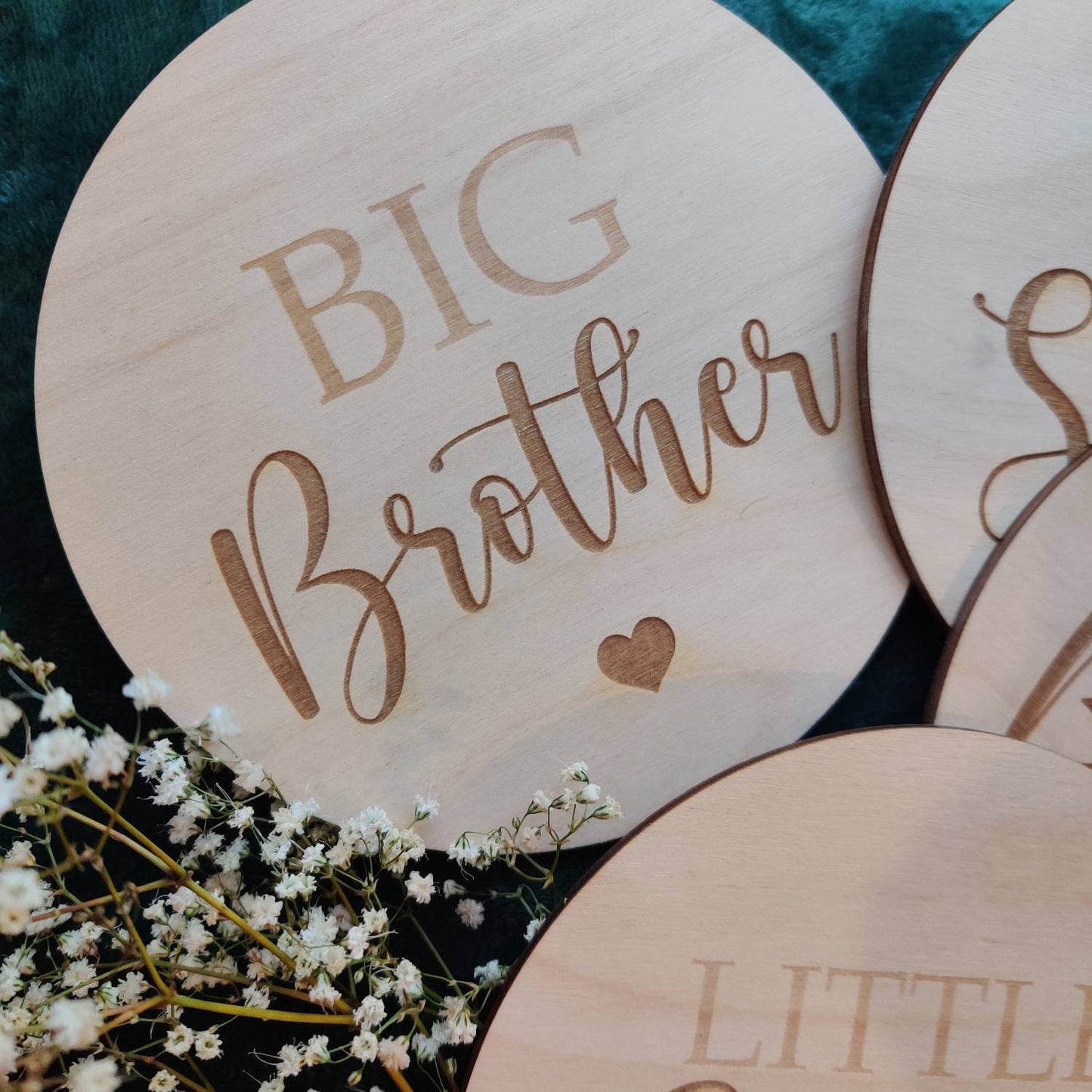 Sibling photo announcement disc/prop. Big brother, big sister, little brother, little sister