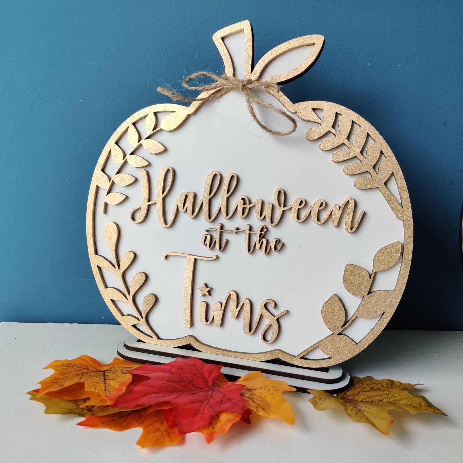 Personalised Halloween family pumpkin plaque