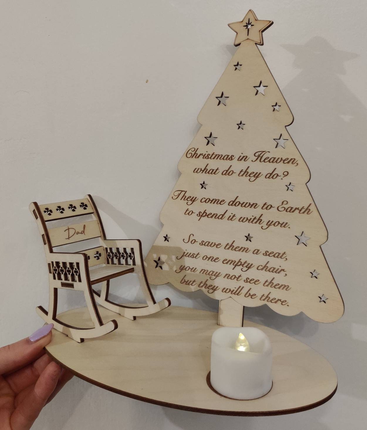 Remembrance decoration - memorial - rocking chair - Christmas in heaven - personalized