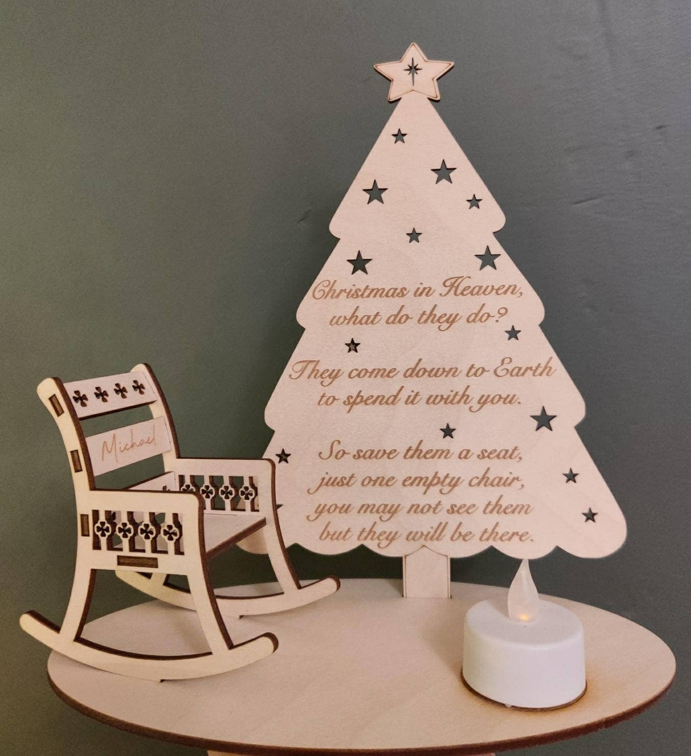 Remembrance decoration - memorial - rocking chair - Christmas in heaven - personalized