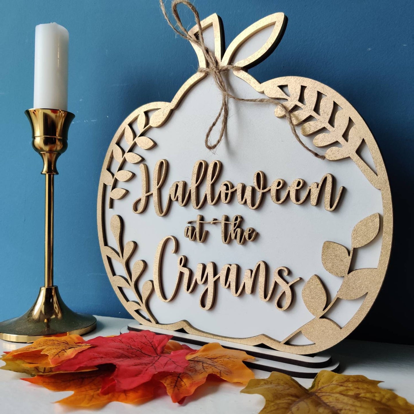 Personalised Halloween family pumpkin plaque