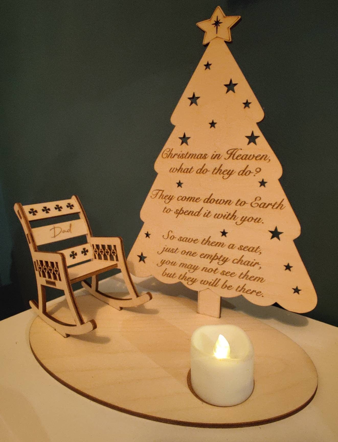 Remembrance decoration - memorial - rocking chair - Christmas in heaven - personalized