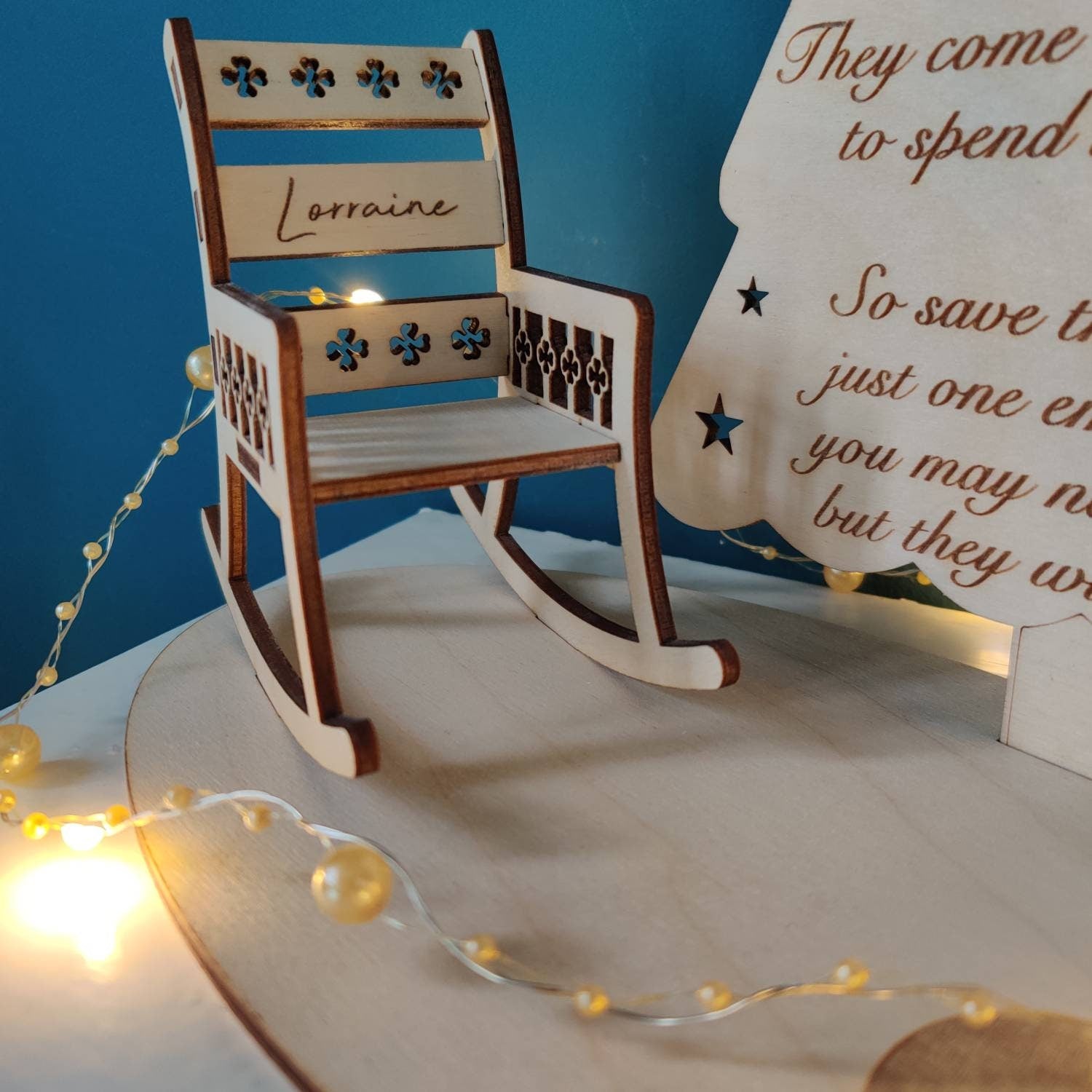 Remembrance decoration - memorial - rocking chair - Christmas in heaven - personalized