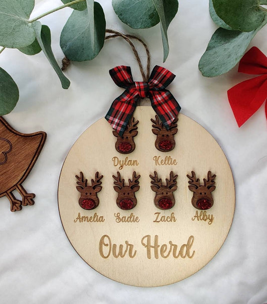 Our family/Herd personalised christmas tree bauble - personalised 3D reindeer /grandparents