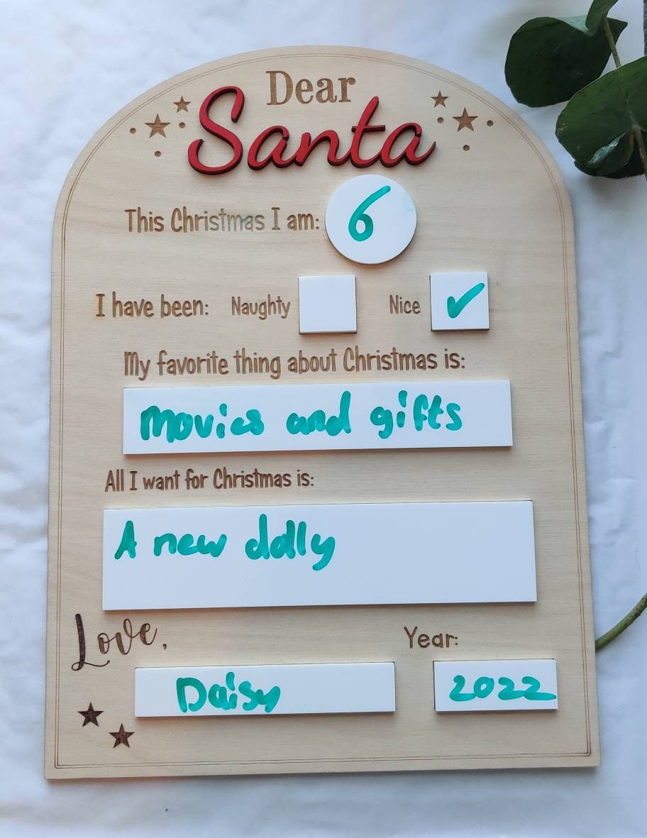 Christmas Eve photo prop - Dear Santa message board - Christmas Keepsake