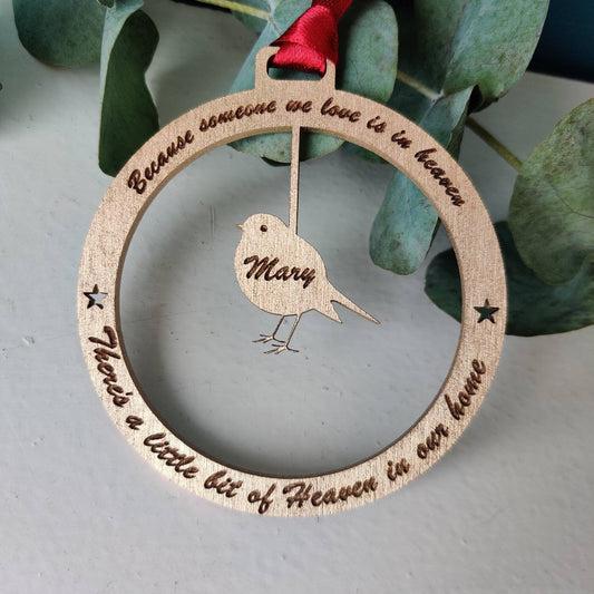 Remembrance robin decoration - Because someone we love is in heaven, there's a little bit of heaven in out home.