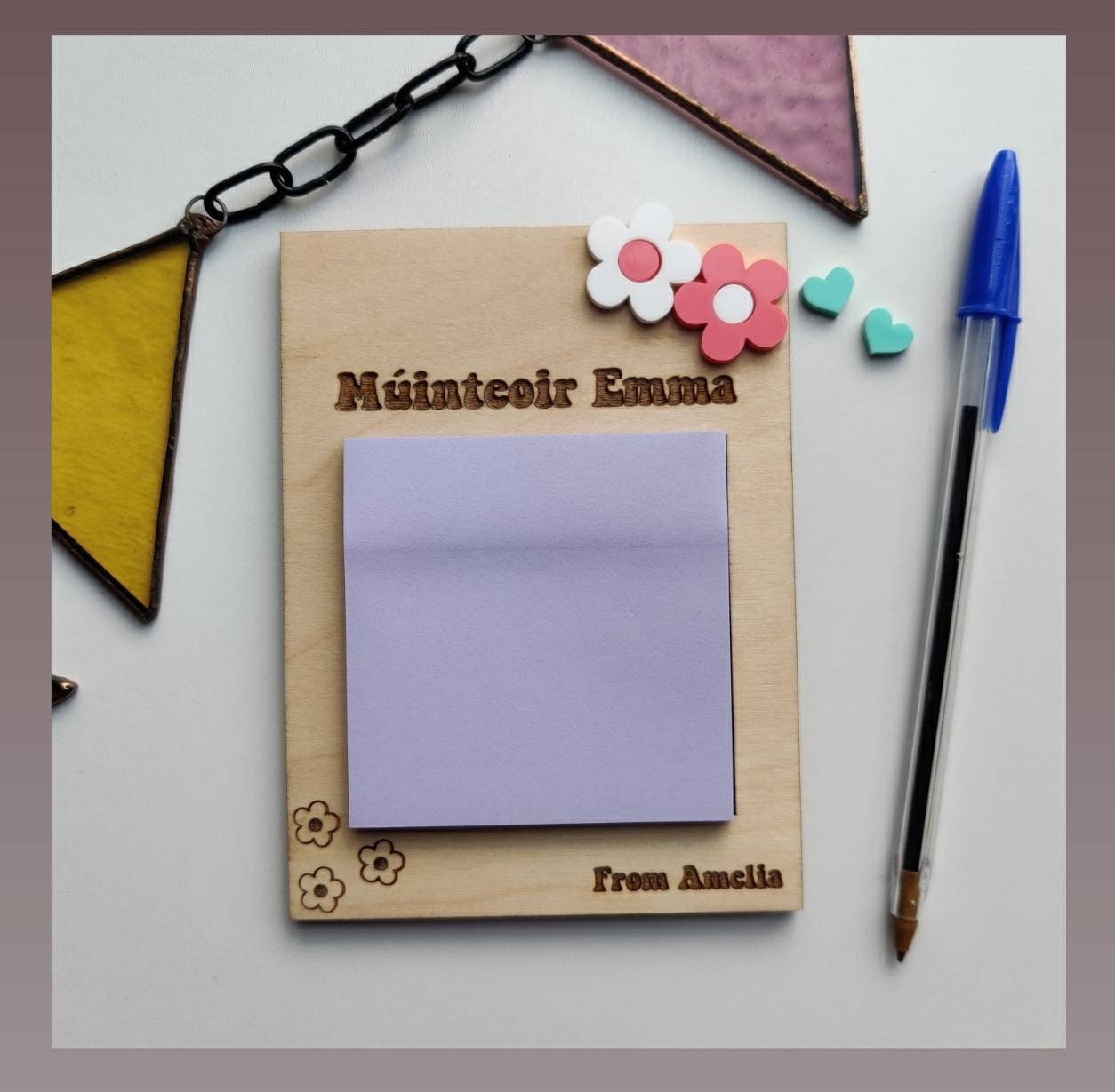 Personalised teacher post-it holder