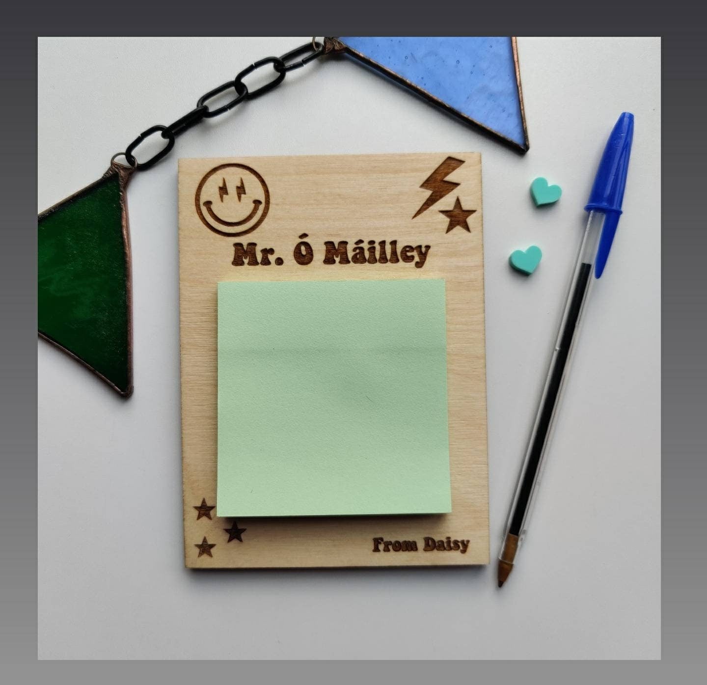 Personalised teacher post-it holder