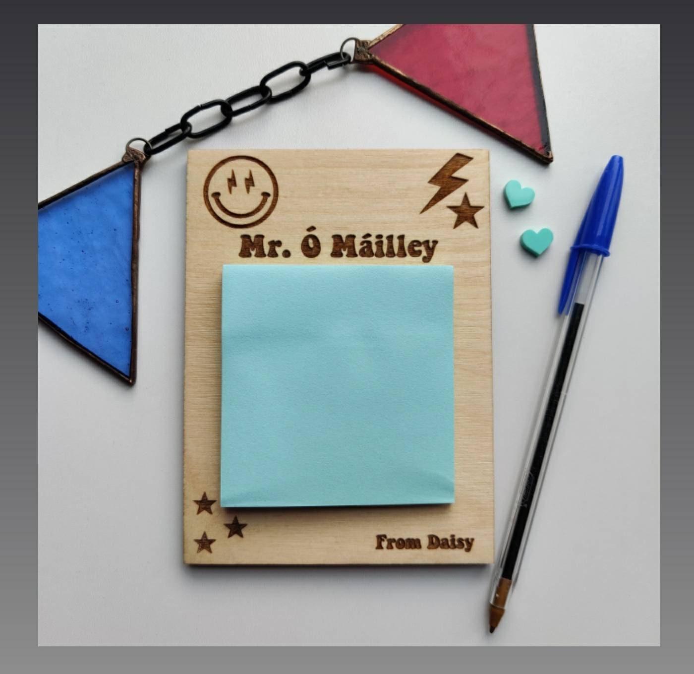 Personalised teacher post-it holder