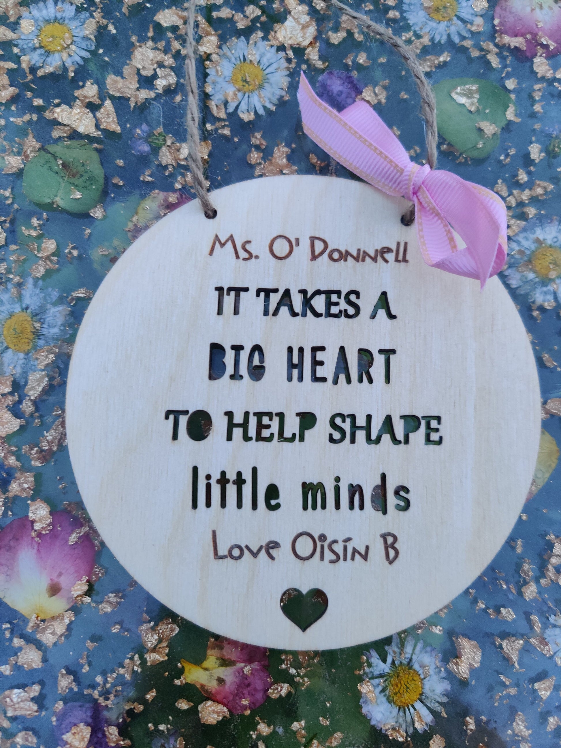 Personalised teacher/SNA keepsake decoration, gift.