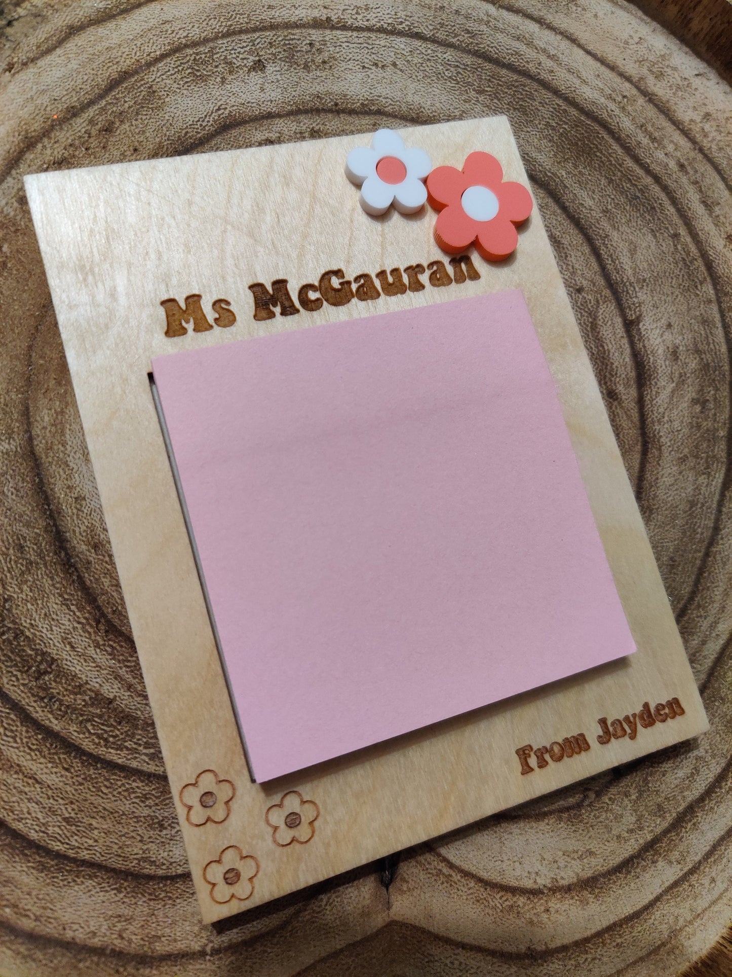 Personalised teacher post-it holder