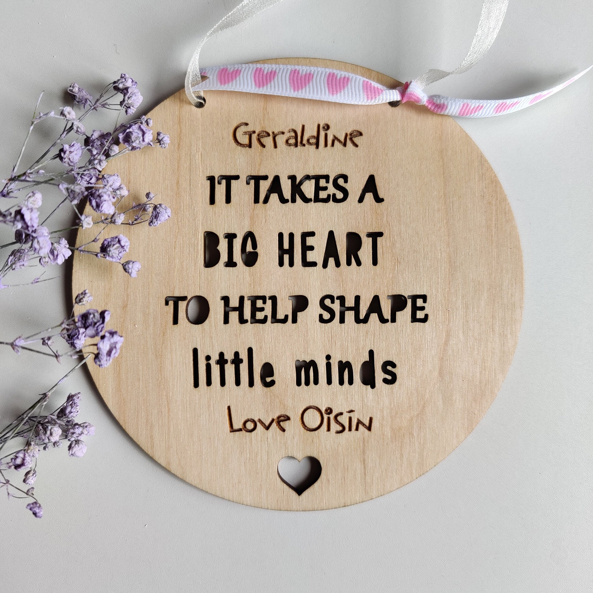 Personalised teacher/SNA keepsake decoration, gift.