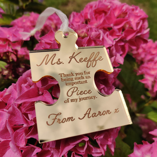 Personalised teacher/SNA keepsake puzzle piece keepsake