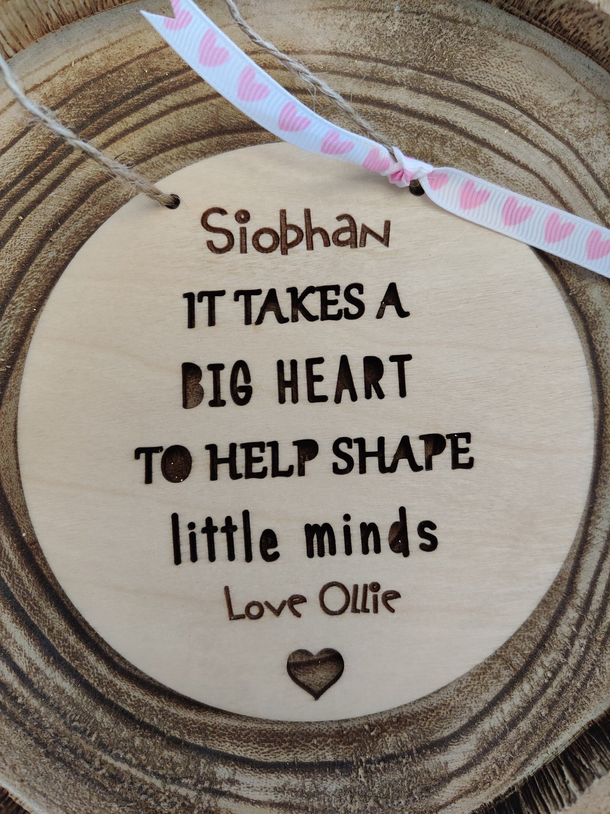 Personalised teacher/SNA keepsake decoration, gift.