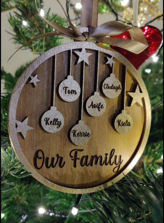 Our family personalised christmas tree bauble