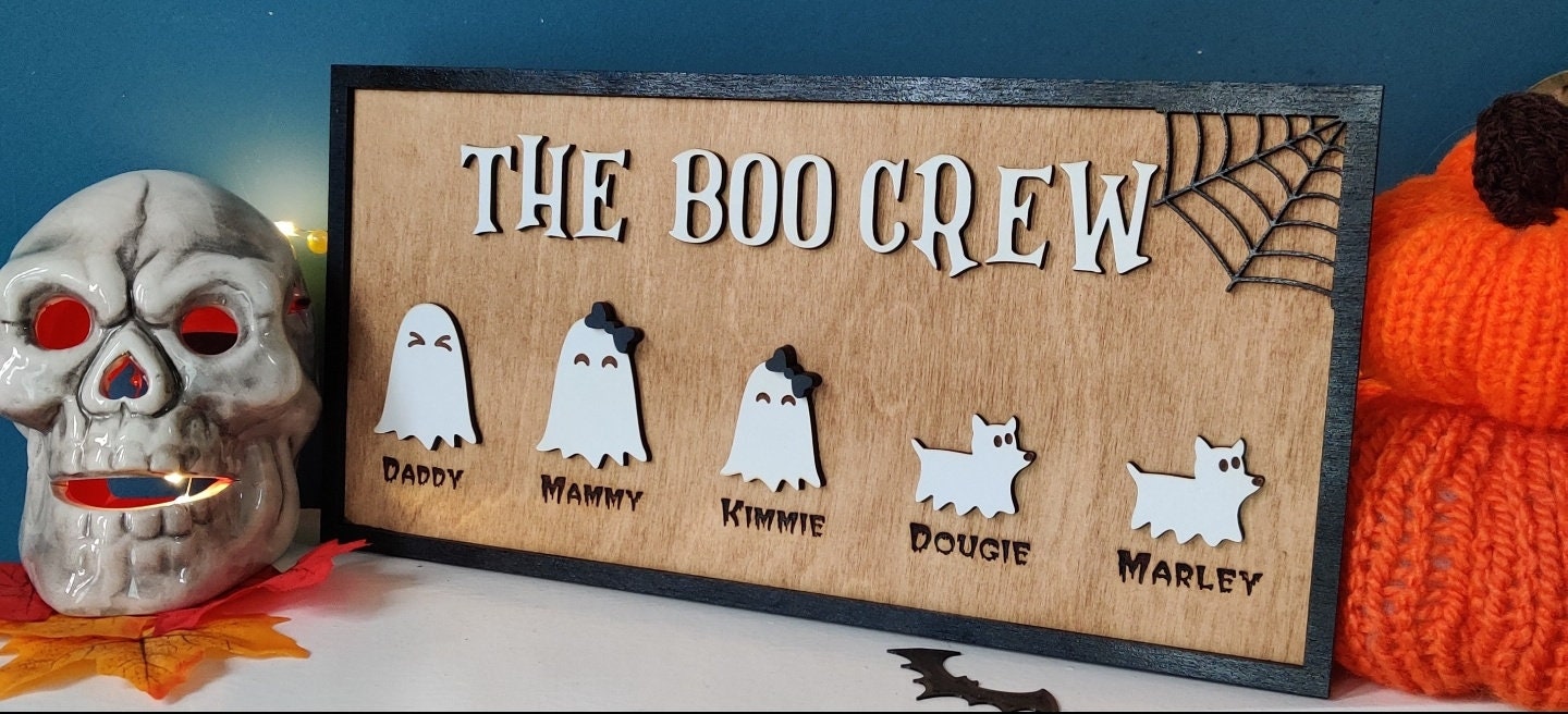 Personalized Halloween family sign - boo crew