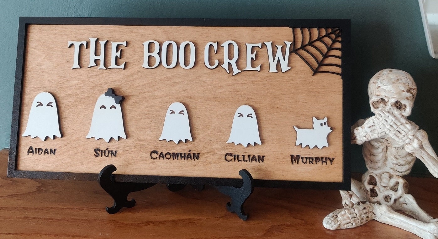 Personalized Halloween family sign - boo crew