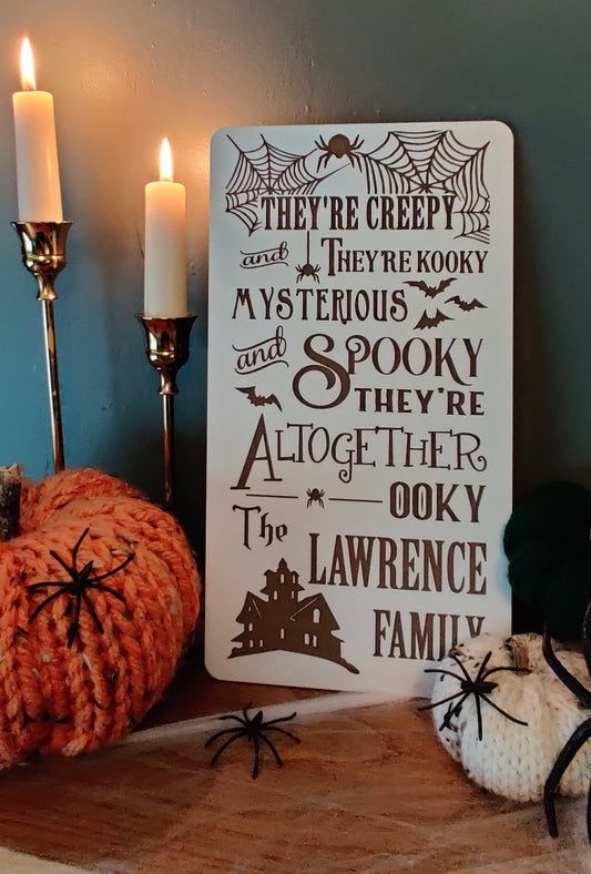 The Addams Family halloween personalised plaque