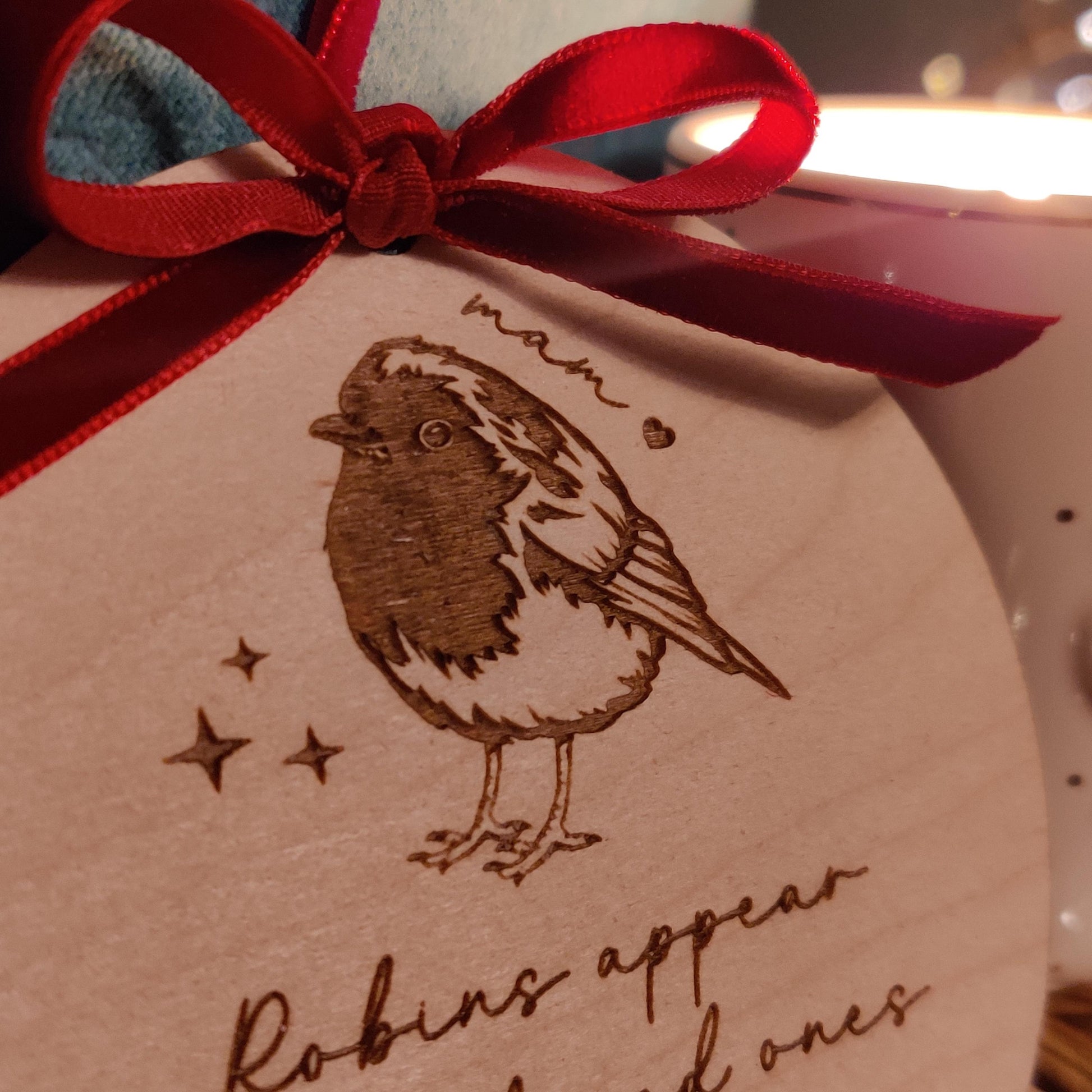 Remembrance robin decoration - Because someone we love is in heaven, there's a little bit of heaven in out home.